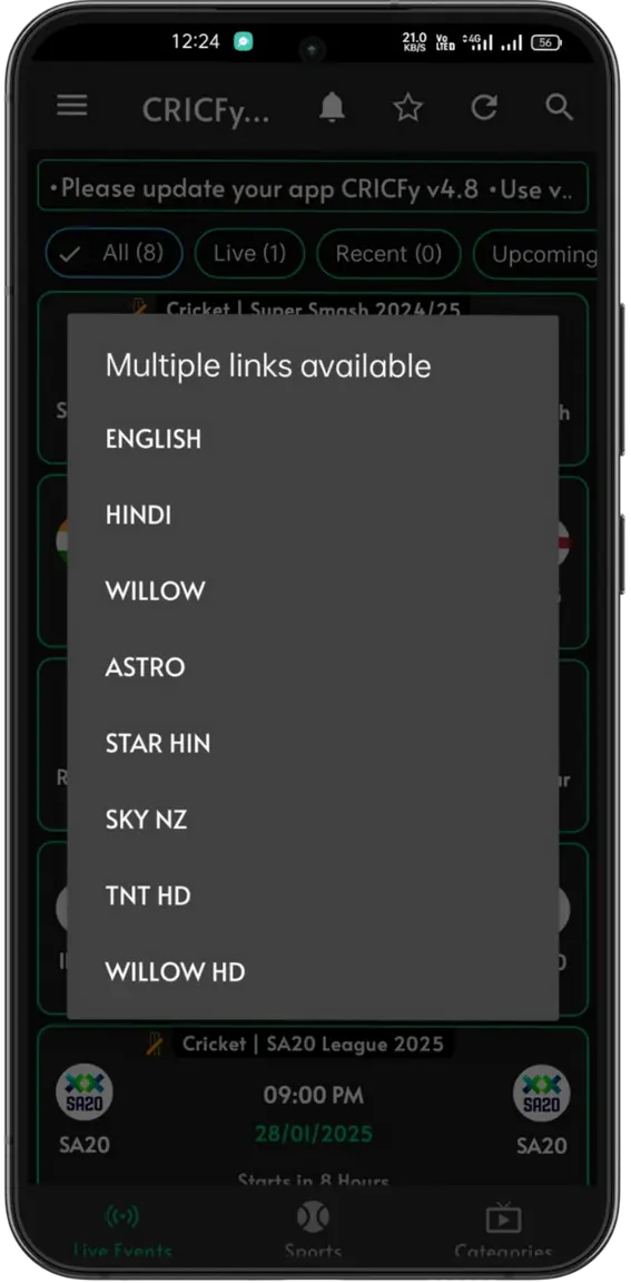 Cricfy TV Live Cricket Match